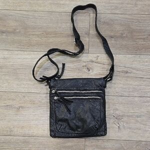 Black Crossbody Vegan Leather Bag with Zipper Details